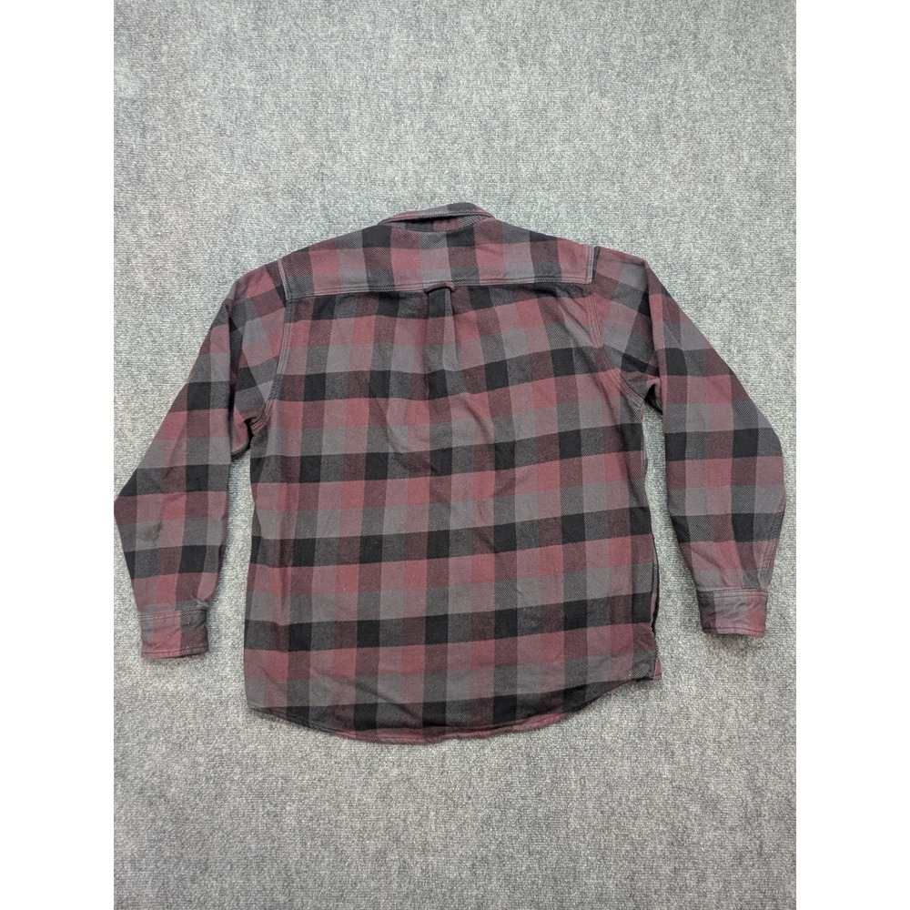 Orvis Mens Shacket XL Flannel Shirt Button Up Plaid Maroon Gray Casual Outdoorsy - Picture 7 of 8